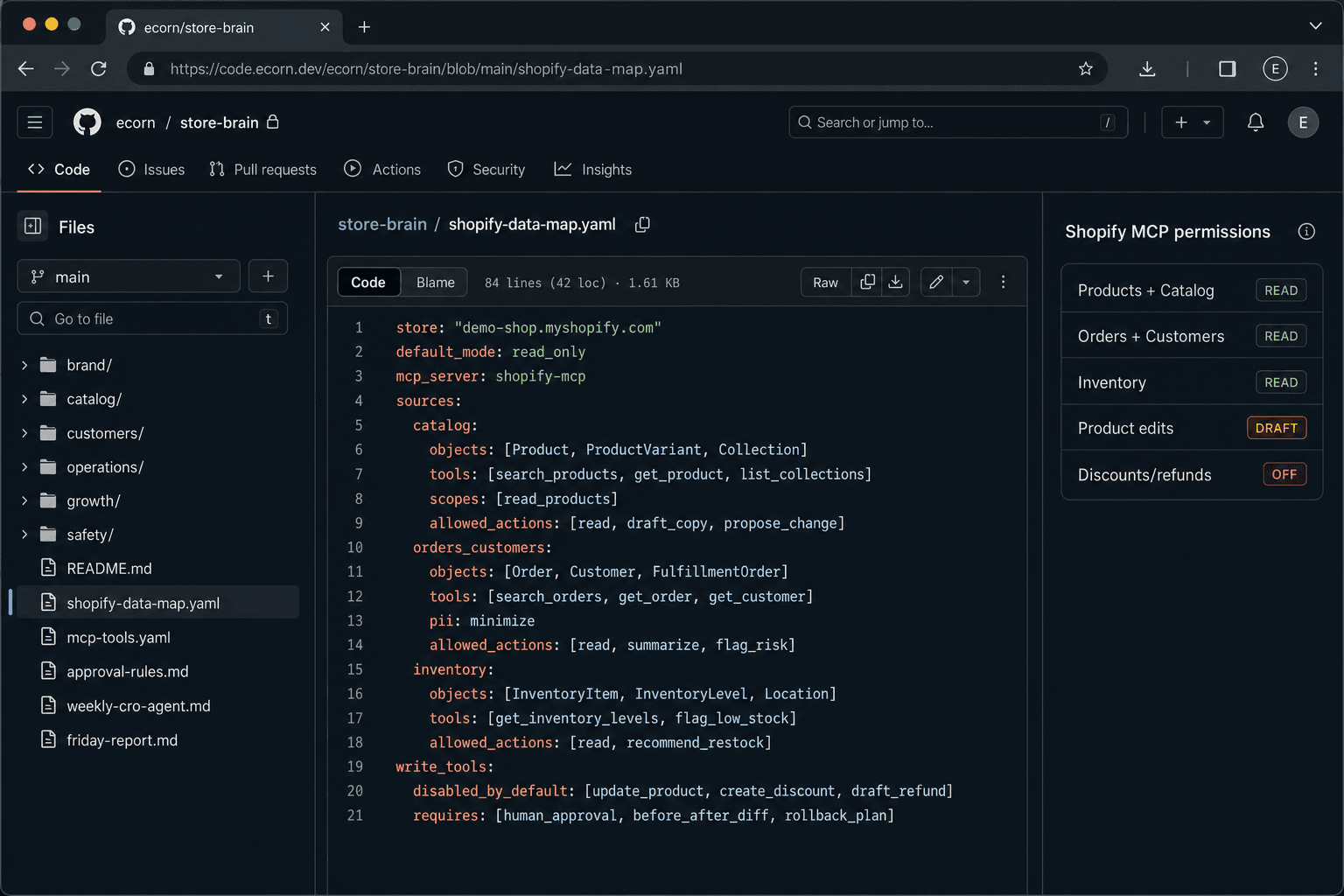 GitHub-style Store Brain repository screenshot